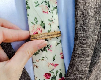 Wooden tie clip, wood tie bar, mens wedding accessories, tie clip zebrawood, personalised wooden tie clip, minimalist tie clip, gift for him