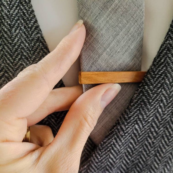 Wooden tie clip, wood tie bar, mens wedding accessories, tie clip wood, personalised wooden tie clip, minimalist tie clip, gift for him