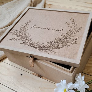 Family box, keepsake box, Wood Personalized box, wooden memory box with lid, keepsake gift box, Handmade engraved box. Gift box for baby, image 4