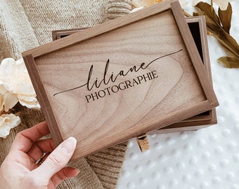 Walnut keepsake box, dark wood Personalized box, wooden memory box with lid, keepsake gift box, Handmade engraved box. Gift box for baby,