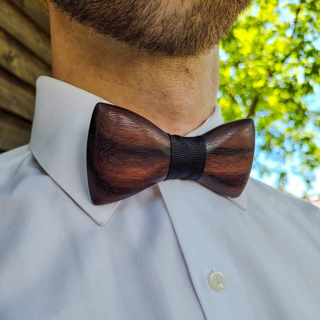 Wooden Bow Tie, Rosewood Personalised Wood Bowtie, Matching Father