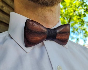 wooden bow tie, rosewood personalised wood bowtie, matching father son bowties, groomsmen gifts personalized, groom boho bowtie,