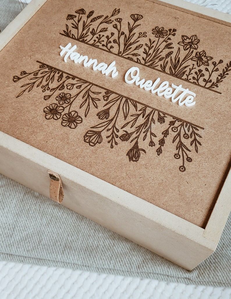Custom name box,name cut out,Large personalised engraved wooden box,memory box, gift box, keepsake box,box with lid,keepsake gift box image 4