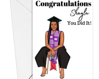 Personalized Black Girl Graduation Card | Graduation Black Girl Card | Congratulations | Black Woman Graduating | Graduation Girl Card