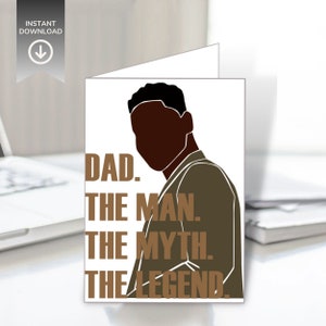 Afroamerikanische Vatertagskarte Printable Sofortiger Download | Dad Geschenk Coole Dad Grußkarte | Vatertagsgeschenk Papa Der Mythos Die Legende