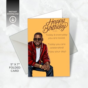 Você é celebrado | Cartão de aniversário digital para impressão | Cartão de aniversário para homem afro-americano | Presente para homem negro