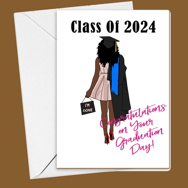 Black Girl Graduation Card | Graduation Black Woman Card | Congratulations | Black Woman Graduating | Graduation Girl Card
