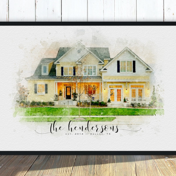 Custom Watercolor Home Art, Watercolor House Painting, Personalized Illustration Gift, First Home Gift, Home Portrait, Realtor Closing Gift