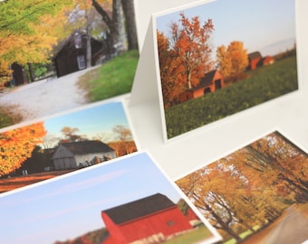 All occasion blank greeting cards with New England Fall photos, box set of 5 assorted cards,  stationary set or office gift
