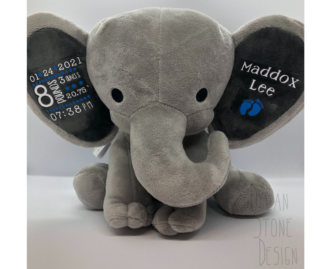 Birth Announcement Elephant Birth Stat Elephant Keepsake Elephant Baby