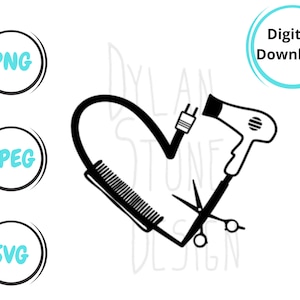 Hairdresser Heart SVG - PNG - JPEG - Digital Download - Gift for Hairdresser - Cute svg - Haircut supplies svg - Hair stylist