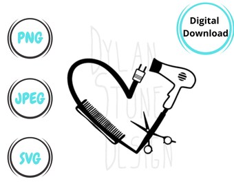 Kapper Hart SVG - PNG - JPEG - Digitaal Downloaden - Cadeau voor Kapper - Cute svg - Kapselbenodigdheden svg - Kapper