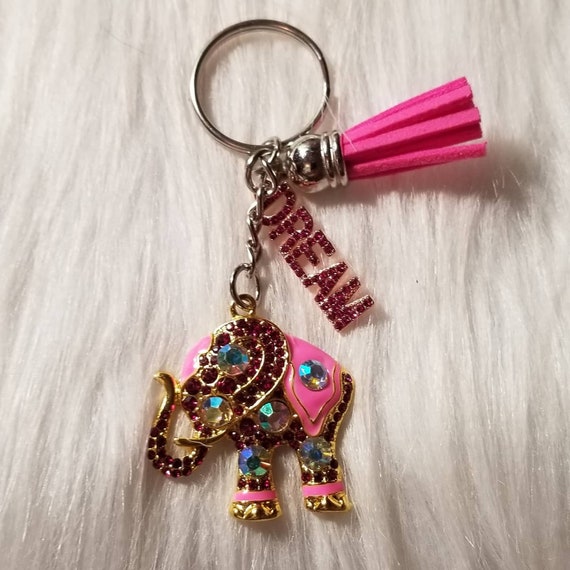 Rhinestone Elephant Key Chains Etsy