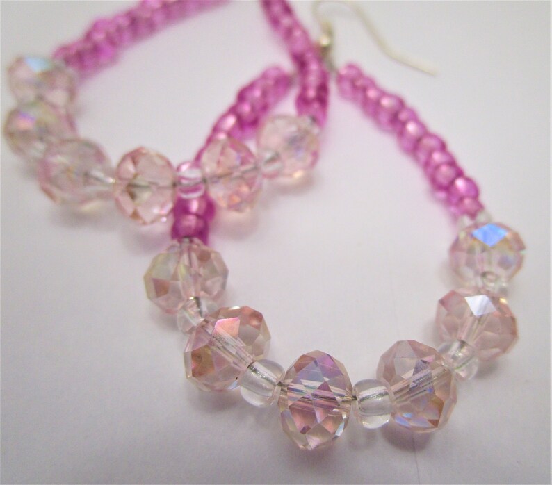 Pink Beaded Dangle Earrings