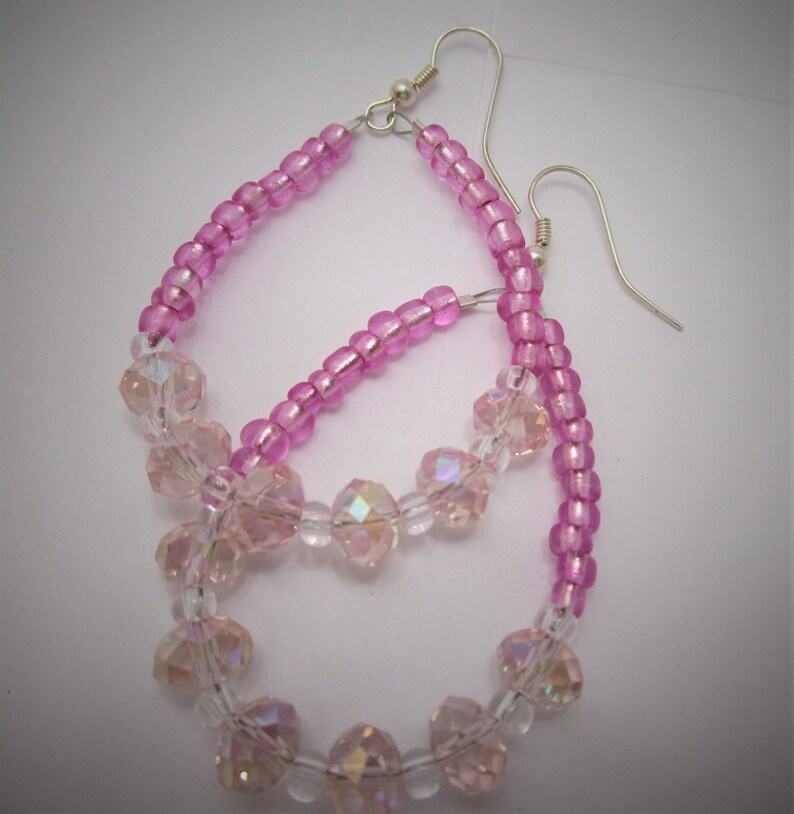 Pink Beaded Dangle Earrings