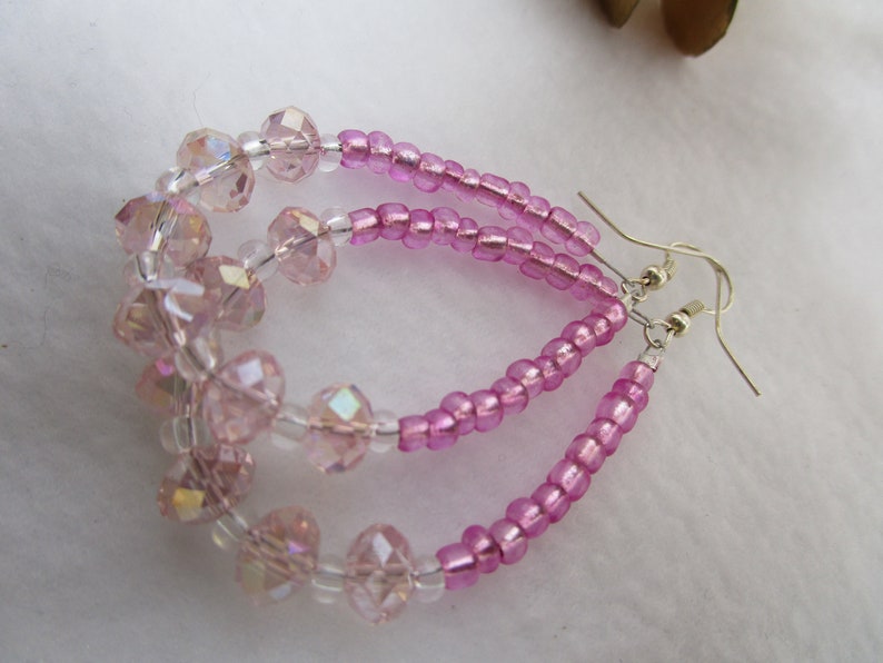Pink Beaded Dangle Earrings