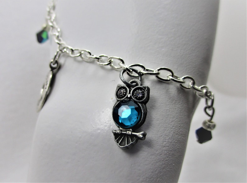 Chain Bracelet with Silver and Blue Charms