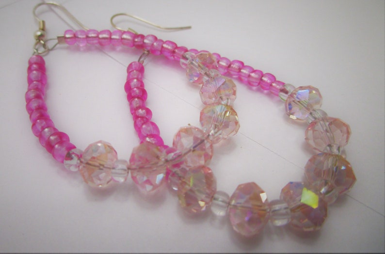 Pink Beaded Dangle Earrings