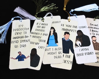 Marcador de madera inspirado en "New Girl", frases divertidas, regalo para lectores