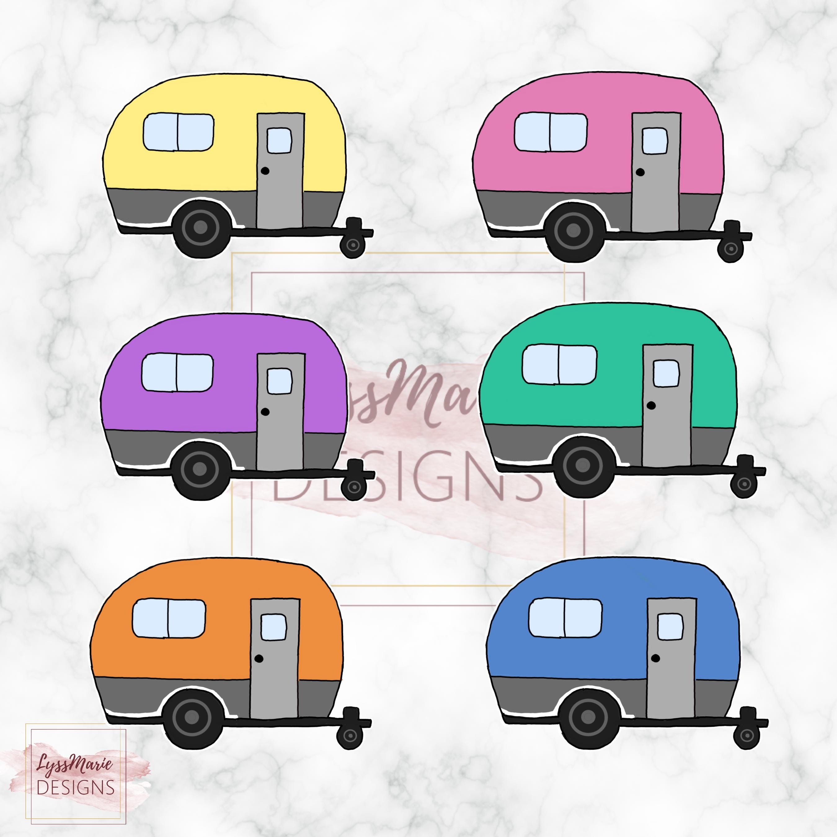 Camper RV PNG Bundle Digital Download | Camping Projects | RV Designs | Camper Decor | Camper Clipart | Camper Drawing | Pastel