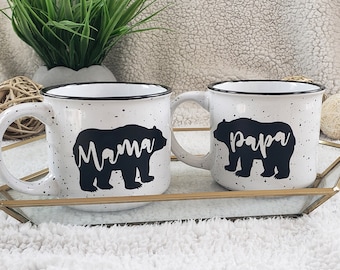 Mama Bear Campfire Mug | Papa Bear Campfire Mug | Mama Bear Papa Bear mug set | Gifts for moms | Mother&#39;s day present | New mom gifts
