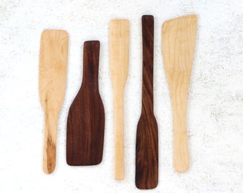 Wooden Spatula - Walnut & Maple - Handmade With Salvaged Wood