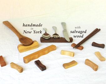 Rests for Spoons, Spatulas, Chopsticks or Paintbrushes - Handmade in the USA With Salvaged Wood