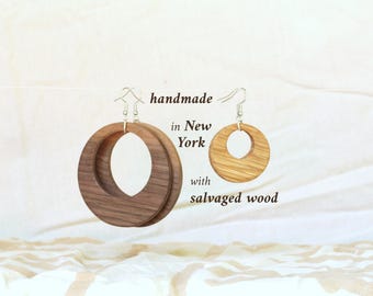 Hoop Earrings- Handmade in the USA with Salvaged Wood