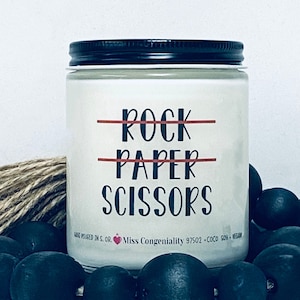 Rock Paper Scissors | LGBTQ Humor | Lesbian Support | Lesbian Gift | Candle for wife