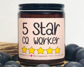 Five Star Co-Worker | Fun Candles | CoWorker Gift | CoWorker Support | New Job Gift