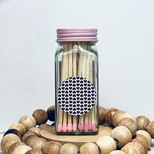 Pink Matches Sticker Pink Safety Matches | 3.75 Inch Pink Matches | 4 Inch Glass Jar With ...