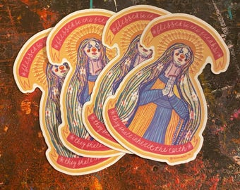 Blessed Be the Freaks Clown Virgin Mary 4” Vinyl Sticker