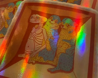 ET and Chihuahuas Friends Holographic Vinyl Sticker