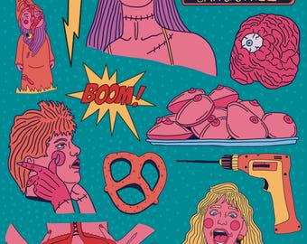 Frankenhooker Tattoo Flash Sheet 8x10 Digital Art Print