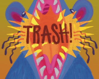 Trash Possum 8x10 Digital Art Print