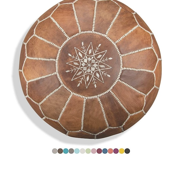 Original Moroccan Pouf - Authentic handmade leather - 100% real natural leather pouffe - vintage pouffe,Valentine's Gift day