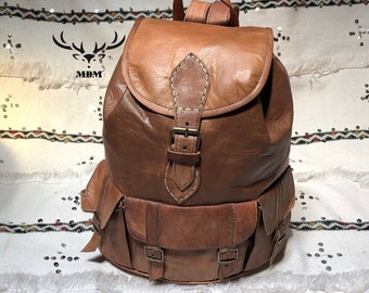 Leather Backpack, Leather Rucksack, Mens Backpack, Womens Backpack, Leather Shoulder bag, Vintage Backpack, Moroccan Leather Backpack.