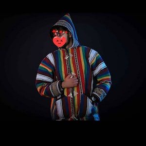 Unique wool handmade moroccan style jacket with hoodie and wooden hook&eye buttons,Gift father&#39;s daysnewyear