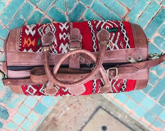 Boho Leather Travel Weekend Bag,Kilim Travel Bag,Duffel Bag,Carpet, Carpet Design,Vintage Carpet,Handbag, travel bag,mother's day