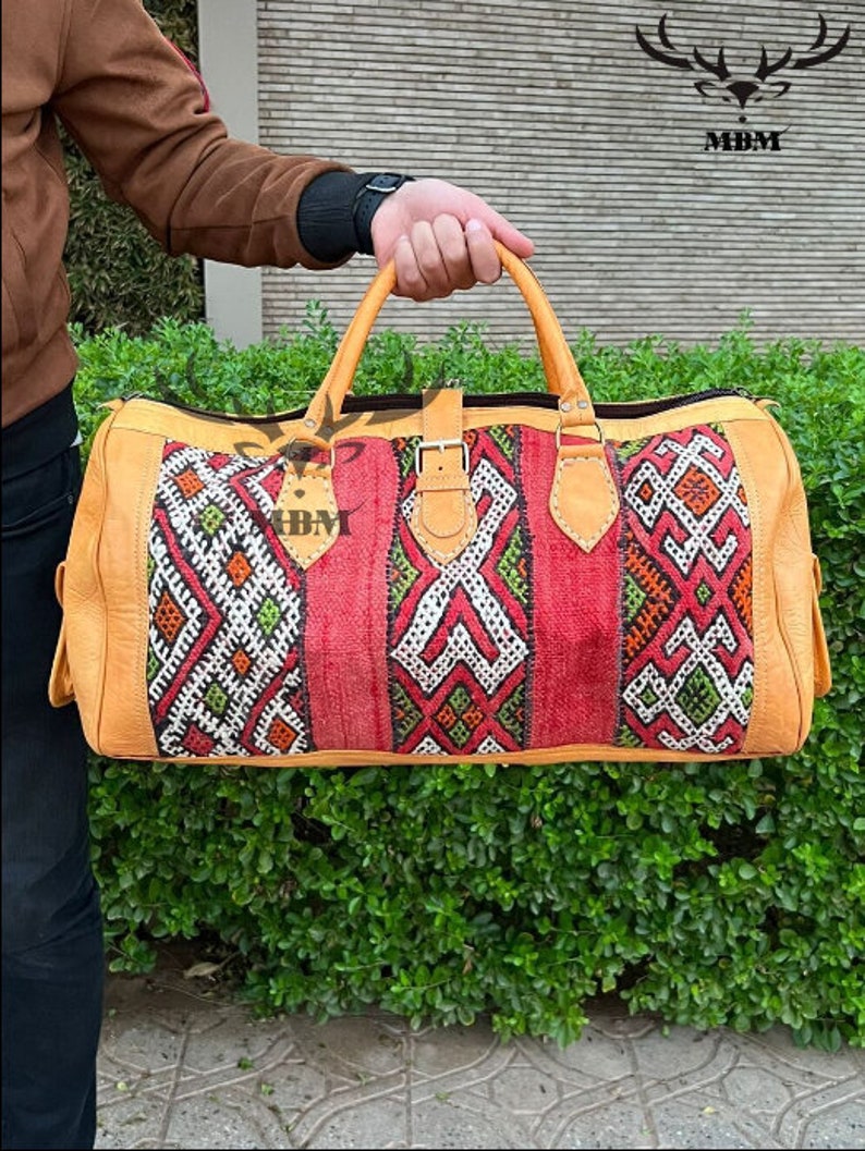 mother day,Boho Leather Travel Weekend Bag,Kilim Travel Bag,Duffel Bag,Carpet, Carpet Design,Vintage Carpet,Handbag, travel bag, carabao. image 5