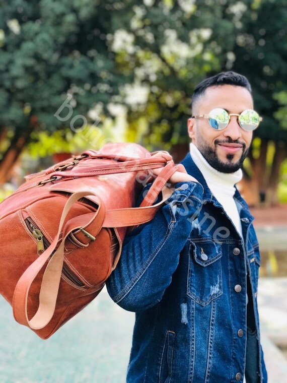 Oversized leather duffle bag sale