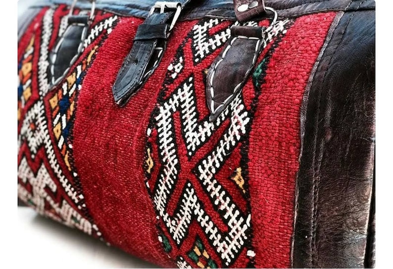 mother day,Boho Leather Travel Weekend Bag,Kilim Travel Bag,Duffel Bag,Carpet, Carpet Design,Vintage Carpet,Handbag, travel bag, carabao. image 2