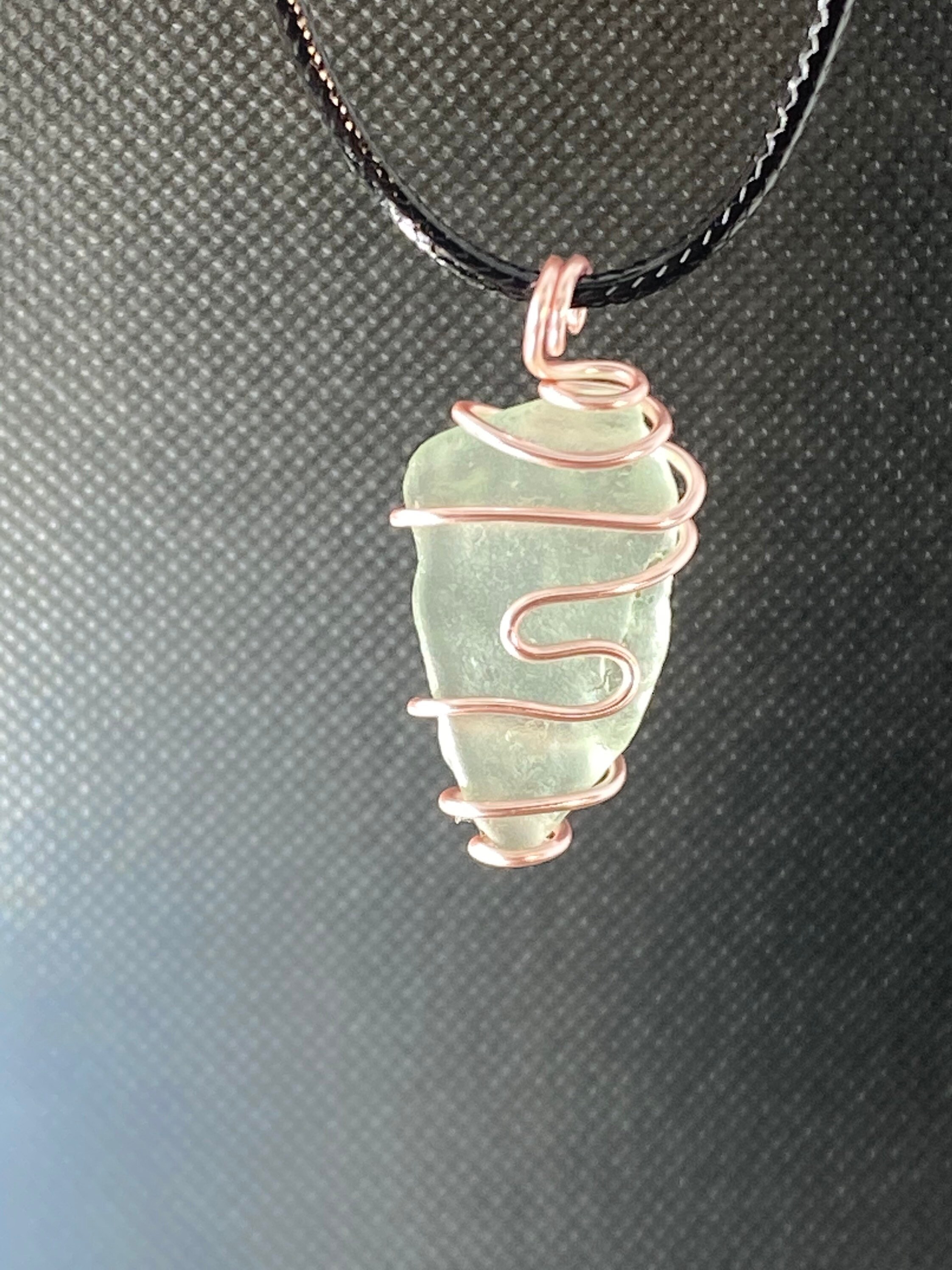 Wire wrapped sea glass pendant necklace Etsy