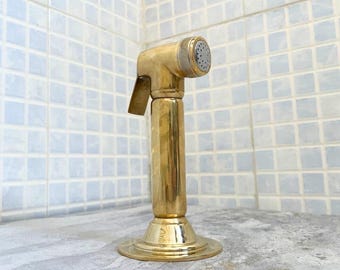 Unlacquered Brass Kitchen Sprayer – Handmade Solid Brass Side Sprayer – High Pressure Sink Rinse Tap - Farmhouse kichen faucet side sprayer