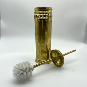 Brass Toilet Brush And Stand, Handmade Moroccan Antique Brass Toilet Brush and Holder, Antique Toilet Brush, Unlacquered Brass Toilet Brush