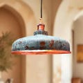 Hammered Copper Pendant Light Blue Patina | Farmhouse Kitchen Island Lamp | Industrial Dome Chandelier | Handmade Vintage Ceiling Fixture product logo