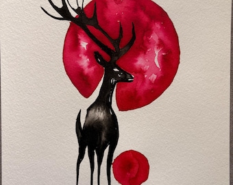 Wild Animals Sumi-e acrylic painting