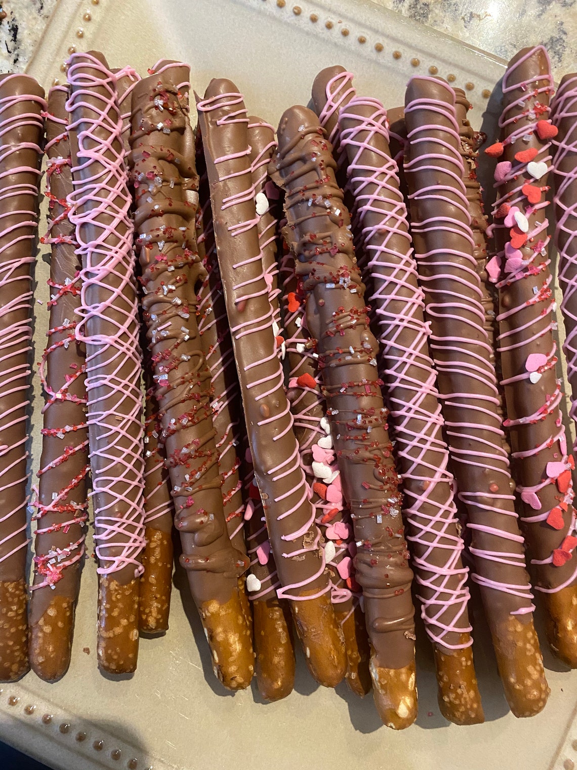 Large Chocolate Pretzel Sticks Etsy