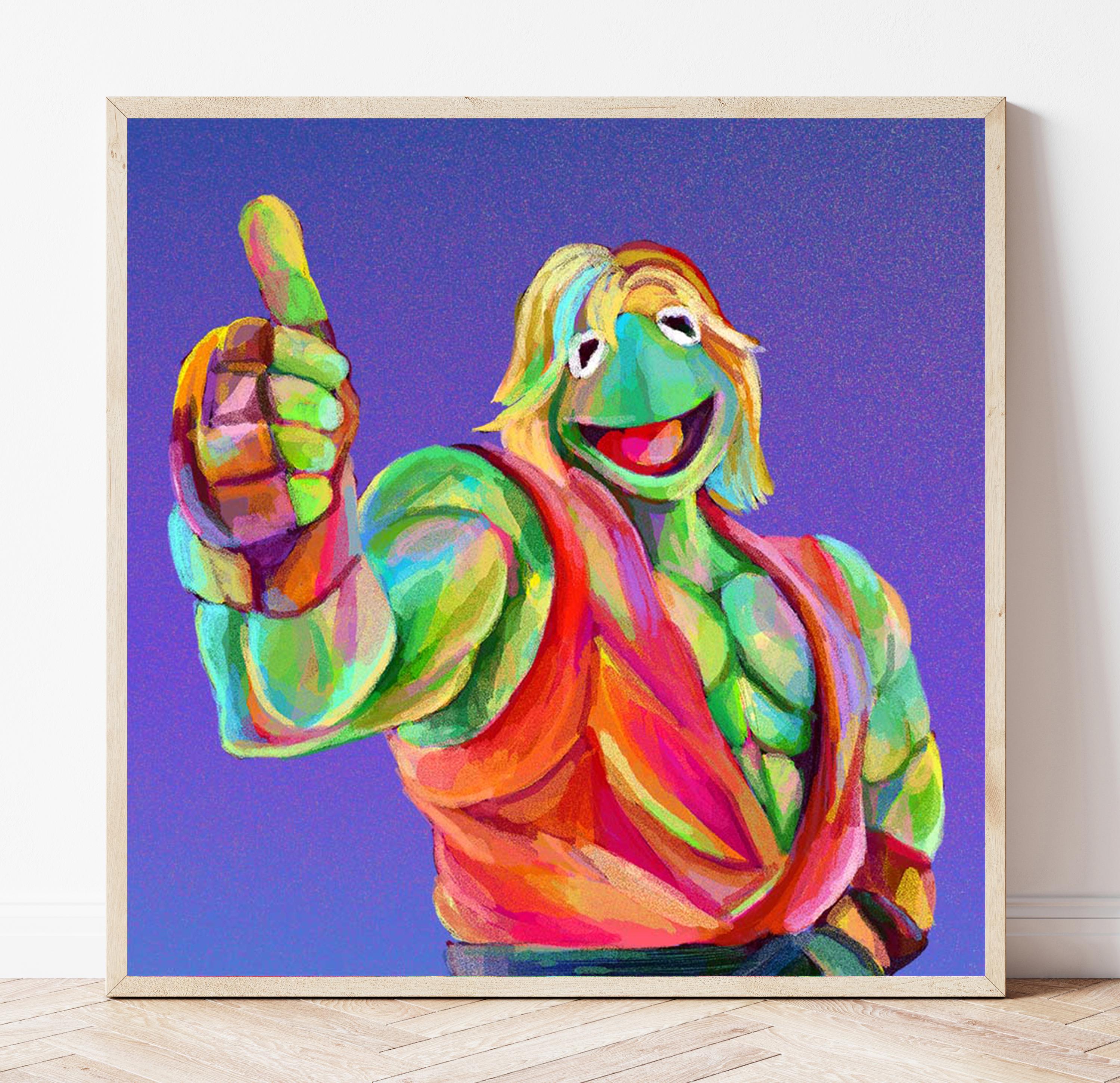 Kermit as Ken From Street Fighter Art Print and Canvas for Funny