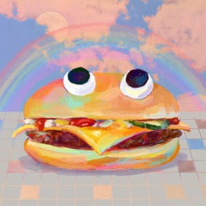 McDonalds  Burger Mascot Wall Art - Quirky Kitchen Decor Gift for Foodie